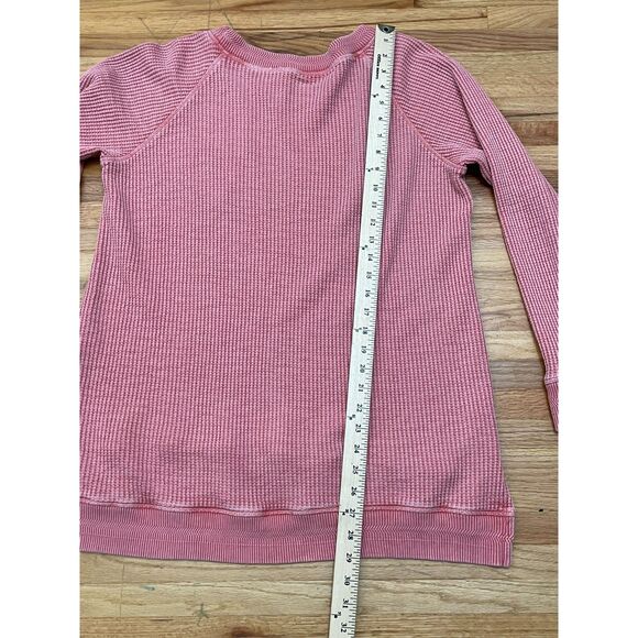 Soft Surroundings Women's L Pink Shirt Autumn Waffle Knit Tunic Thermal Pocket - Picture 6 of 8